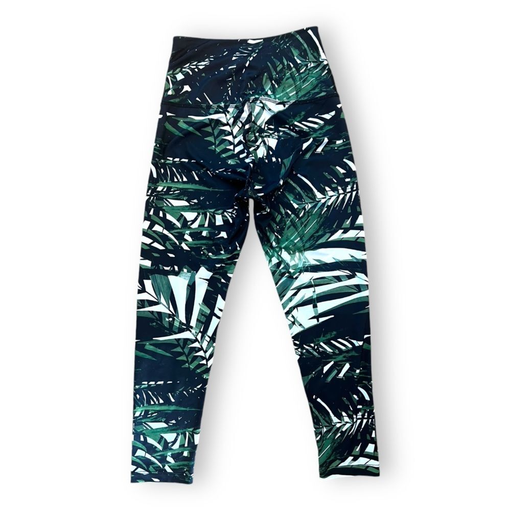 Beyond Yoga Womens Lux Leggings High Waisted Stretch Leaf Print Green Small - Picture 2 of 7